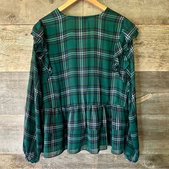 NWT Torrid Green Plaid Chiffon Ruffled Sleeve Cropped Top Flounce 3X, 22-24 Gift - Picture 10 of 16